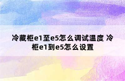 冷藏柜e1至e5怎么调试温度 冷柜e1到e5怎么设置